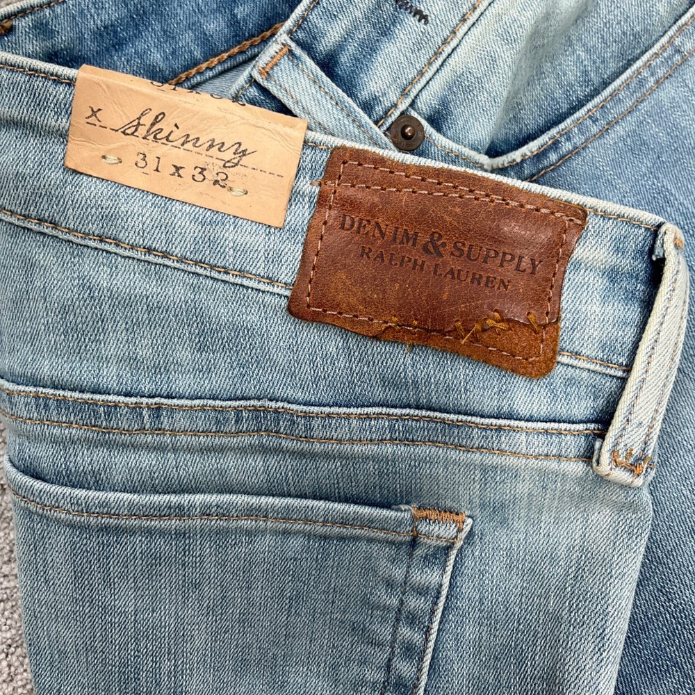 Ralph Lauren Skinny Jeans Women 33W 29L Light Blue Ruskin Taper Denim‎ - Picture 4 of 14